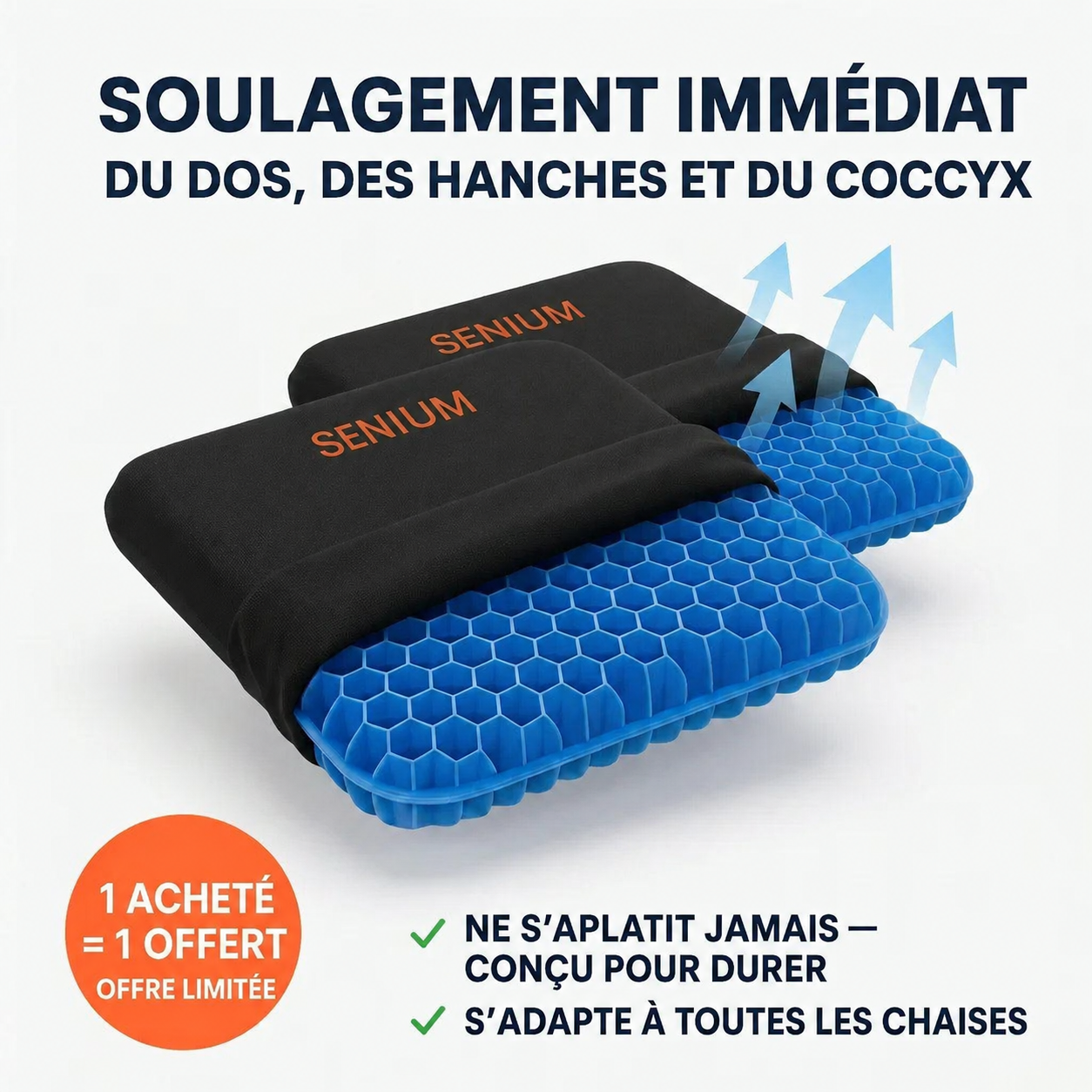 Coussin de siège 100 % gel